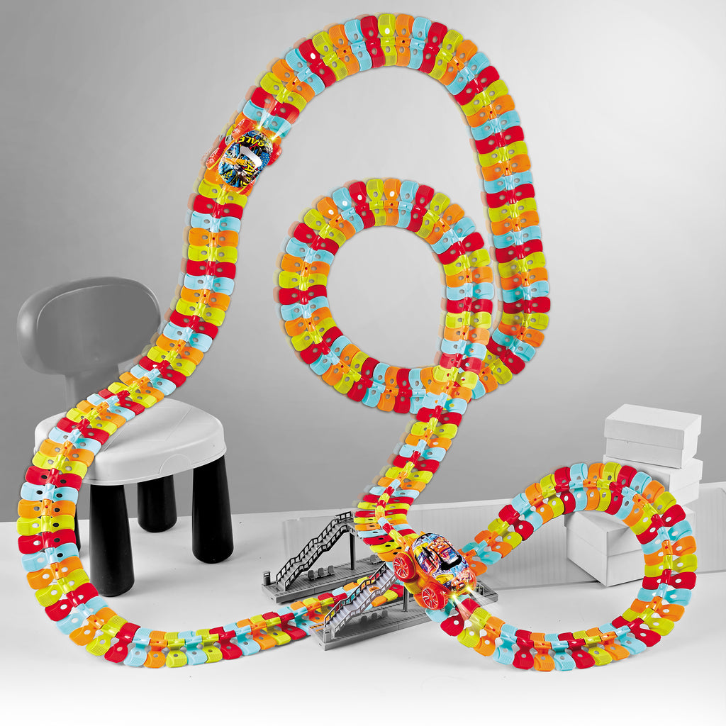 360° Rotating LED Car with Suction Cup & Flexible Rainbow Tracks（without batteries）