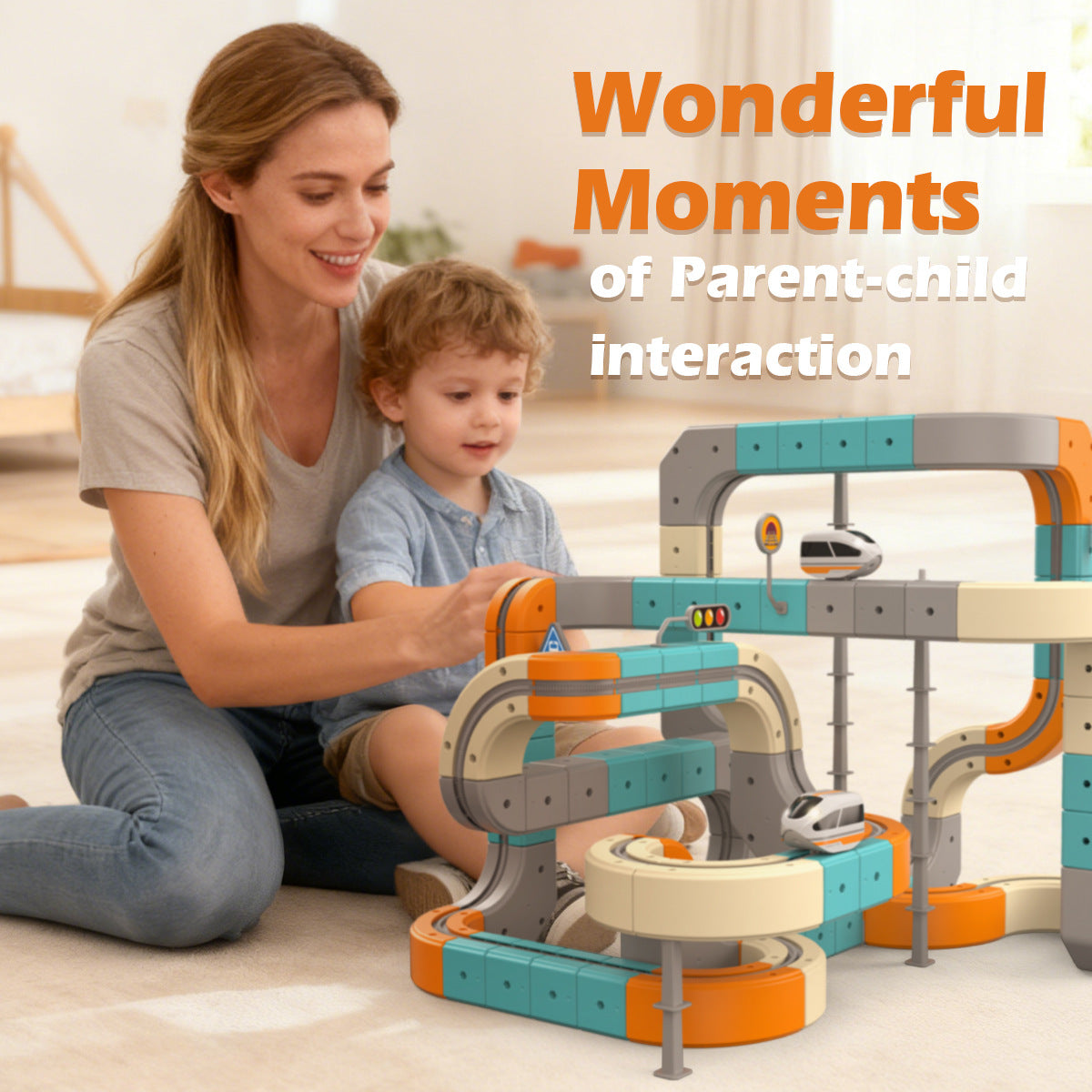 Magnetic Flexible Track Electric Train Set – Modular Gravity-Defying 3D Race Track with Motorized Car, STEM Building Toy for Kids