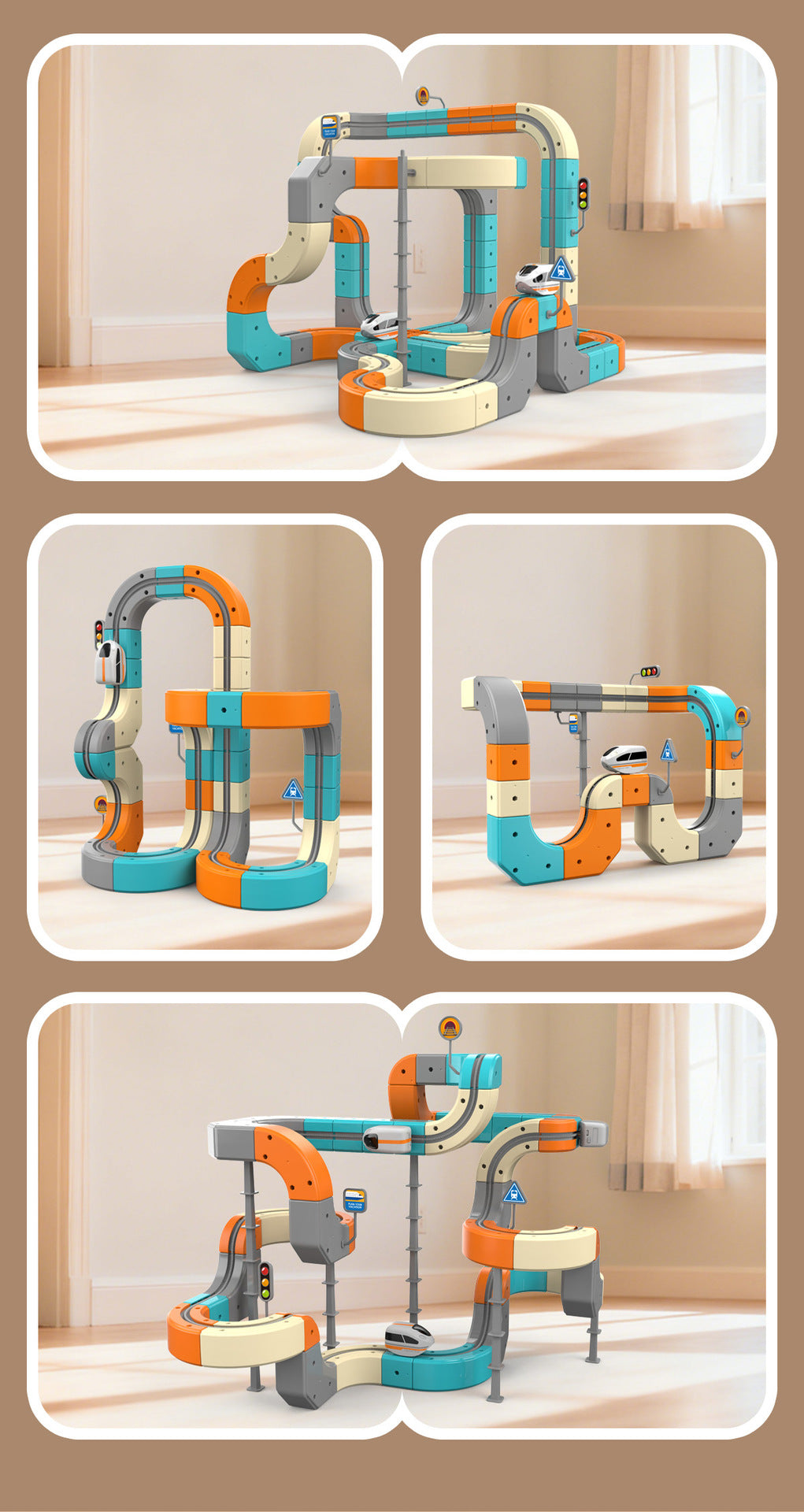 Magnetic Flexible Track Electric Train Set – Modular Gravity-Defying 3D Race Track with Motorized Car, STEM Building Toy for Kids