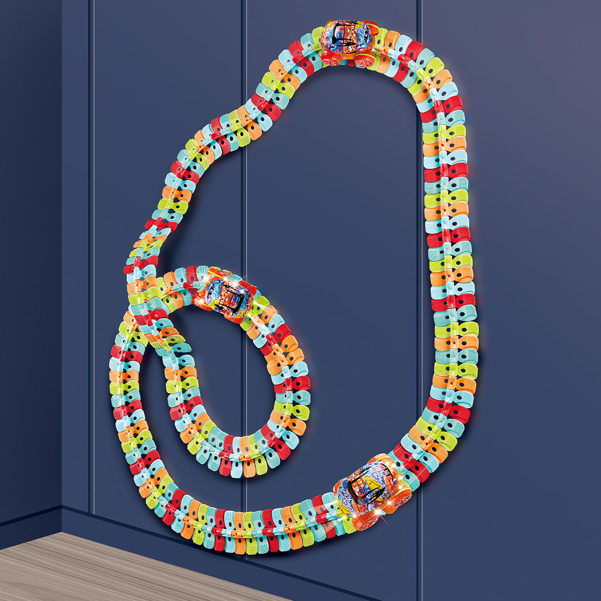 360° Rotating LED Car with Suction Cup & Flexible Rainbow Tracks（without batteries）