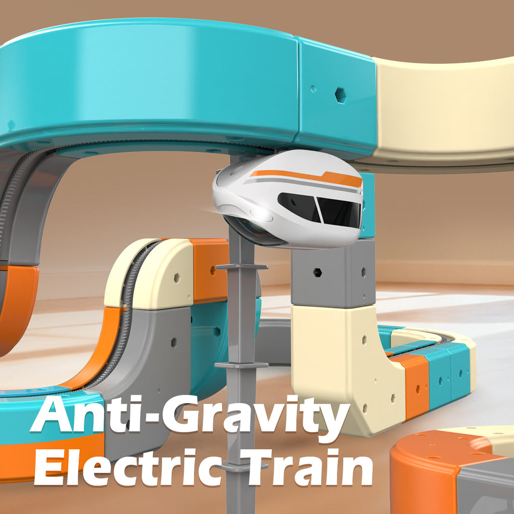 Magnetic Flexible Track Electric Train Set – Modular Gravity-Defying 3D Race Track with Motorized Car, STEM Building Toy for Kids