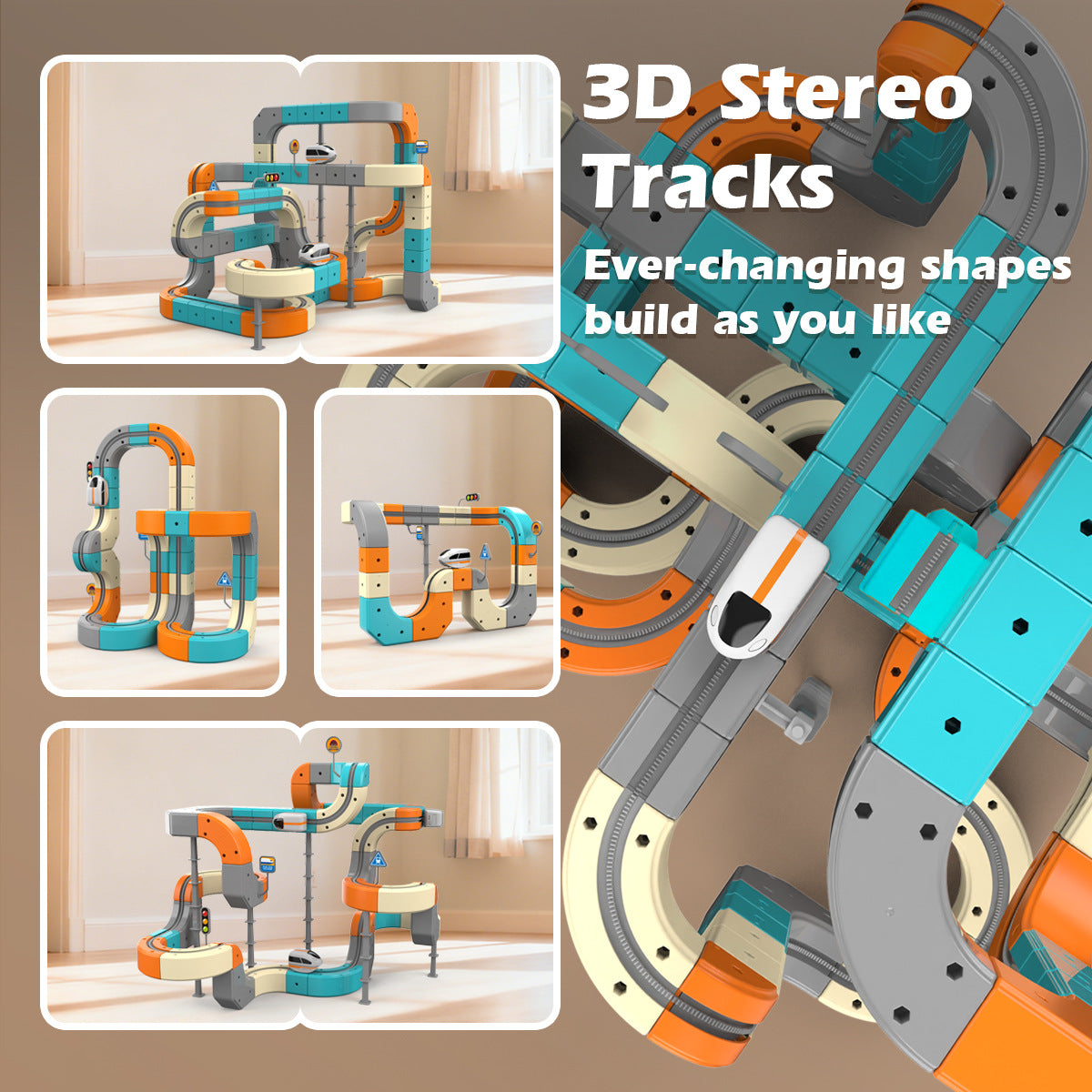 Magnetic Flexible Track Electric Train Set – Modular Gravity-Defying 3D Race Track with Motorized Car, STEM Building Toy for Kids