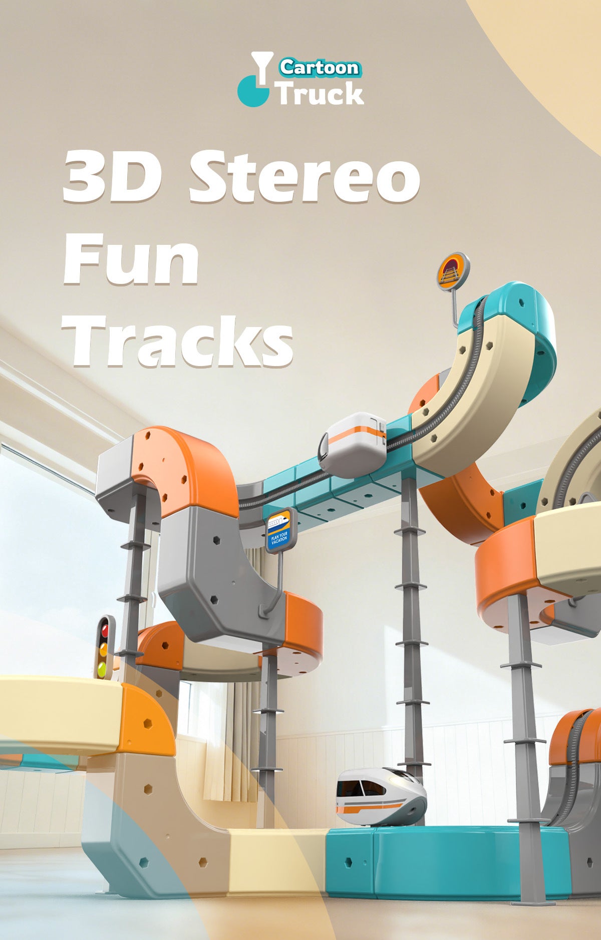 Magnetic Flexible Track Electric Train Set – Modular Gravity-Defying 3D Race Track with Motorized Car, STEM Building Toy for Kids